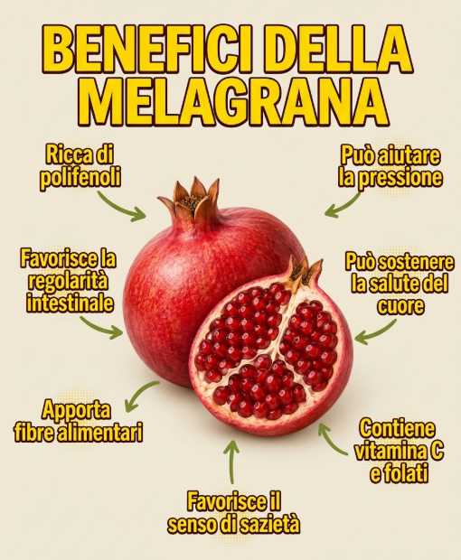 melagrana benefici, succo di melagrana, melograno proprietà, antiossidanti naturali, polifenoli, pressione alta rimedi, colesterolo HDL, trigliceridi, salute cardiovascolare, infiammazione cronica, vitamina C, sistema immunitario, collagene naturale, pelle giovane, invecchiamento cellulare, microbiota intestinale, fibre alimentari, potassio, acido ellagico, punicalagina, rimedi naturali per il cuore, ipertensione rimedi, aterosclerosi prevenzione, diabete tipo 2, emodialisi, alimentazione sana, frutta autunnale, stile di vita sano, prevenzione malattie, cucina naturale