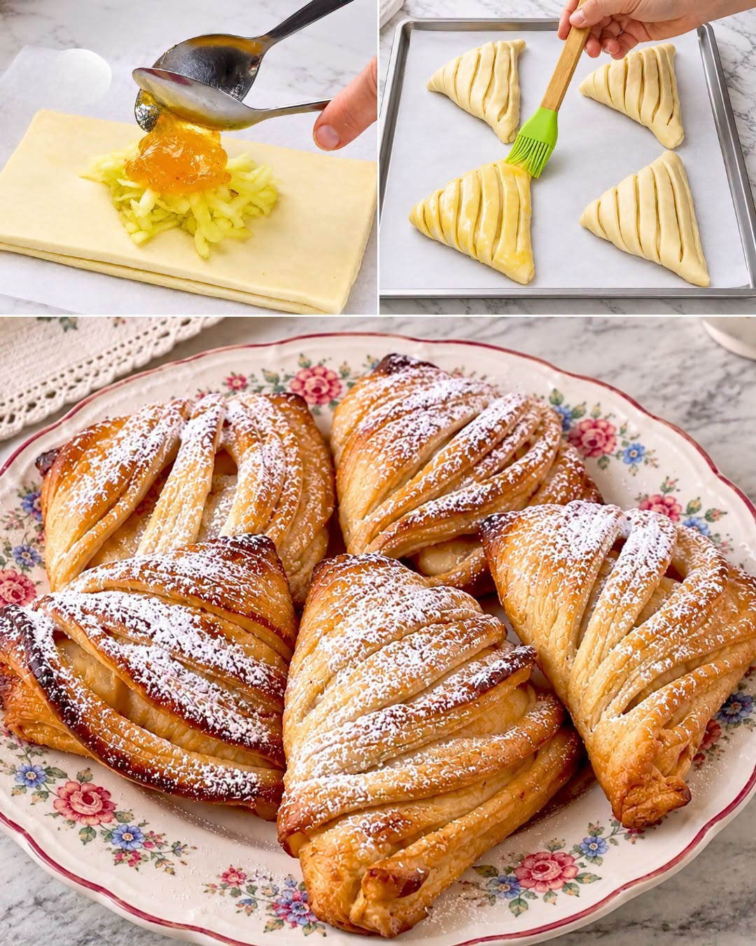 sfogliatelle alle mele, sfogliatelle di mele, ricetta sfogliatelle alle mele, pasta sfoglia dolce, dolci con mele, ricetta facile e veloce, merenda golosa, dessert veloce, sfogliatine di mele, triangoli di pasta sfoglia, ricetta con pasta sfoglia, dolci per bambini, colazione sana, pasticceria casalinga, ricetta tradizionale italiana, dolci al forno, mele e cannella, marmellata di albicocche, sfogliatelle ricce, dolci napoletani, street food dolce, ricetta sfoglia, dolci semplici, cucina italiana, ricette della nonna, dessert per buffet, dolci da tè, sfogliatelle fatte in casa, ricetta autunnale, dolci con frutta