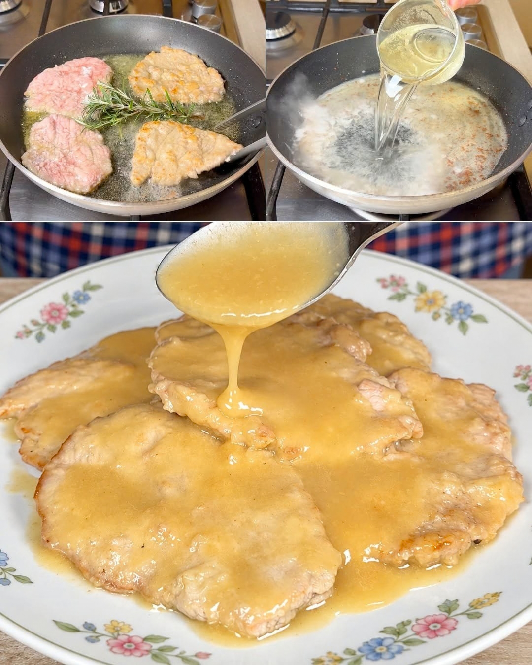 scaloppine al vino bianco, ricetta scaloppine, secondi di carne, vitello al vino bianco, scaloppine cremose, cucina italiana, ricetta facile e veloce, secondo piatto veloce, cena con ospiti, pranzo in famiglia, carne tenera, fesa di vitello, burro chiarificato, rosmarino, vino bianco in cucina, brodo di carne, sughetto cremoso, scaloppine al limone, scaloppine ai funghi, scaloppine alla marsala, ricetta tradizionale italiana, cucina casalinga, piatti di carne, secondi veloci, ricette con vitello, ricette con vino bianco, purè di patate, funghi trifolati, contorni di stagione, cucina italiana autentica
