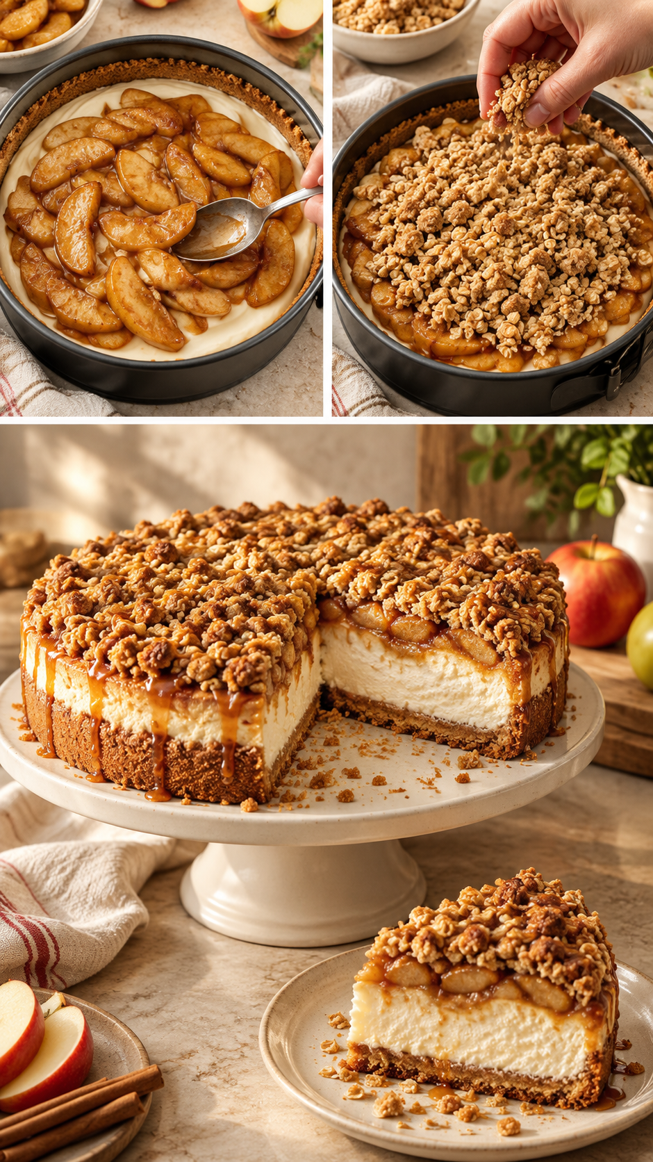 cheesecake con crumble di mele, cheesecake di mele, crumble di mele, cheesecake ricetta, dolce autunnale, cheesecake al forno, ricetta cheesecake, cheesecake con mele, crumble ricetta, dolci autunnali, cheesecake facile, cheesecake con crumble, torta di mele, ricetta mele, dolci al forno, cheesecake senza glutine, cheesecake vegana, cheesecake con crumble di mele e noci, cheesecake con crumble di mele e caramello, cheesecake con crumble di mele e cioccolato, cheesecake con crumble di mele e ricotta, dolci autunnali, dolci invernali, ricetta veloce, dessert per cena elegante, buffet di dolci, dolci fatti in casa, pasticceria fatta in casa, ricette della nonna, cucina americana, mele Fuji, mele Pink Lady, cannella in polvere, formaggio cremoso, Philadelphia, come fare la cheesecake, cottura cheesecake, stampo a cerniera, crumble di mele, fiocchi d'avena