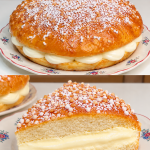 tarte tropezienne, ricetta tarte tropezienne, dolce francese, pain brioche, crema chiboust, crema diplomatica, granella di zucchero, Saint-Tropez, Brigitte Bardot, Alexandre Micka, ricetta originale francese, dolce lievitato, pasta brioche, crema pasticcera, panna montata, aroma fiori d'arancio, vaniglia, ricetta facile e veloce, pasticceria casalinga, dolci per buffet, dessert fine pasto, ricetta tradizionale francese, cucina francese, ricette internazionali, dolci lievitati, brioche farcita, crema mousseline, ricetta con lievito di birra, dolci per feste, cucina italiana autentica