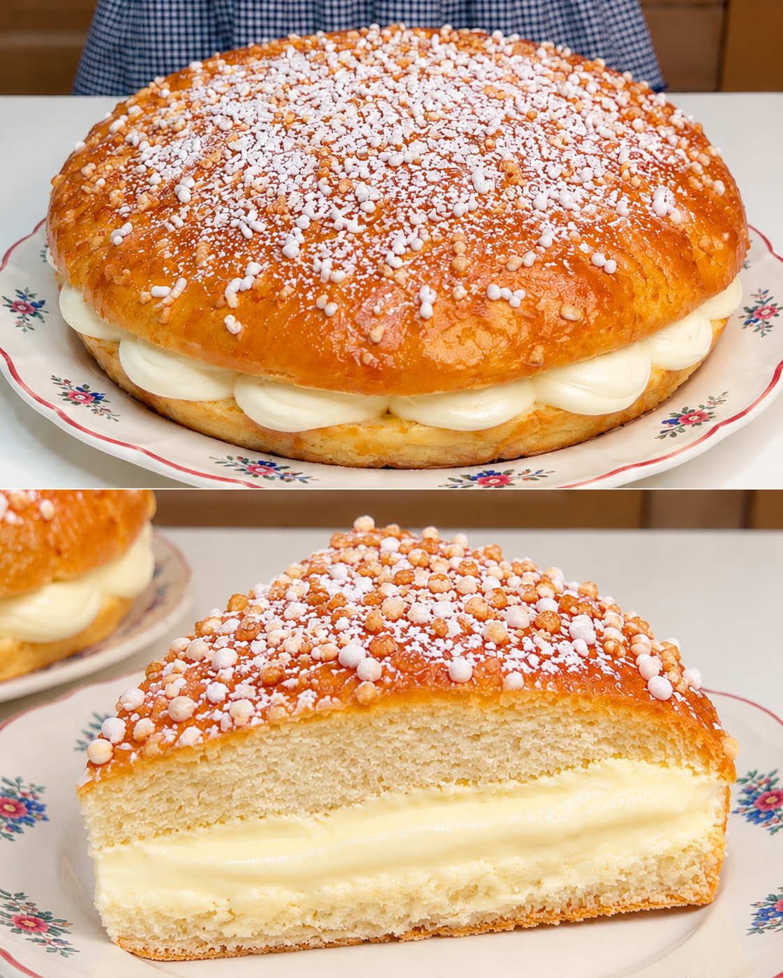 tarte tropezienne, ricetta tarte tropezienne, dolce francese, pain brioche, crema chiboust, crema diplomatica, granella di zucchero, Saint-Tropez, Brigitte Bardot, Alexandre Micka, ricetta originale francese, dolce lievitato, pasta brioche, crema pasticcera, panna montata, aroma fiori d'arancio, vaniglia, ricetta facile e veloce, pasticceria casalinga, dolci per buffet, dessert fine pasto, ricetta tradizionale francese, cucina francese, ricette internazionali, dolci lievitati, brioche farcita, crema mousseline, ricetta con lievito di birra, dolci per feste, cucina italiana autentica