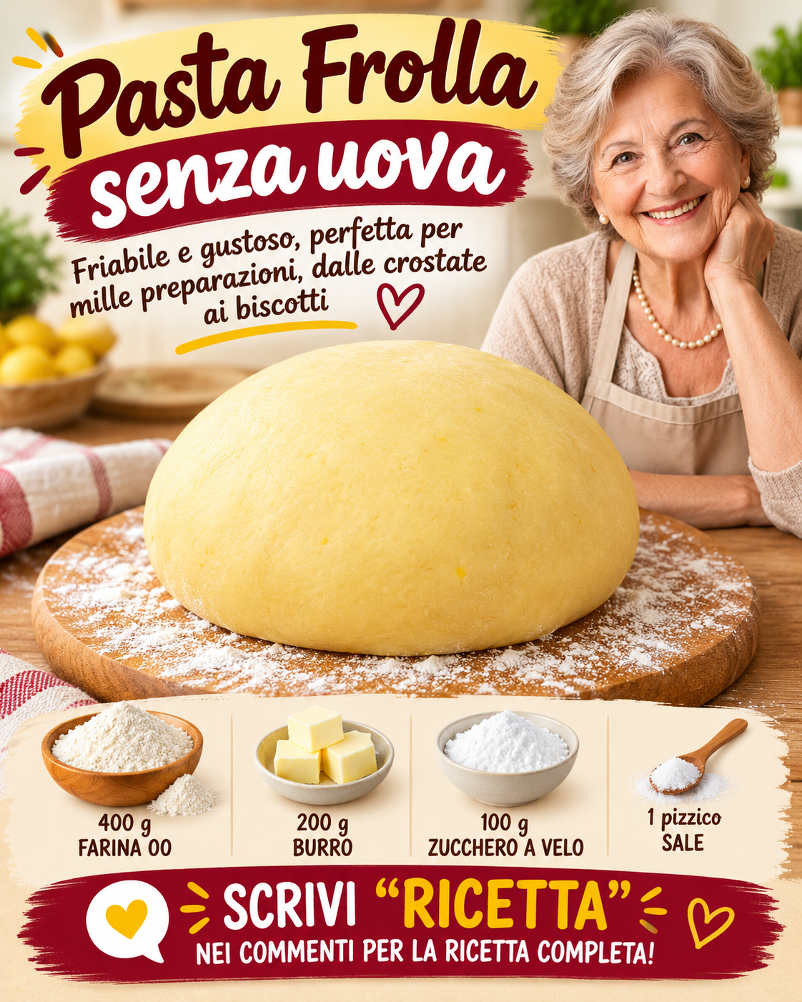 pasta frolla senza uova, frolla senza uova, pasta frolla vegana, ricetta pasta frolla, pasta frolla friabile, pasta frolla per crostate, pasta frolla per biscotti, pasta frolla senza burro, pasta frolla all'olio, ricetta facile e veloce, pasticceria casalinga, ricetta tradizionale italiana, dolci fatti in casa, ricetta per allergici alle uova, ricetta vegana, dolci vegani, pasta frolla al cacao, pasta frolla alla cannella, pasta frolla all'arancia, pasta frolla al cocco, pasta frolla alle mandorle, pasta frolla integrale, ricetta della nonna, cucina italiana autentica, crostate fatte in casa, biscotti fatti in casa, tartellette, cheesecake, base per dolci, cucina naturale