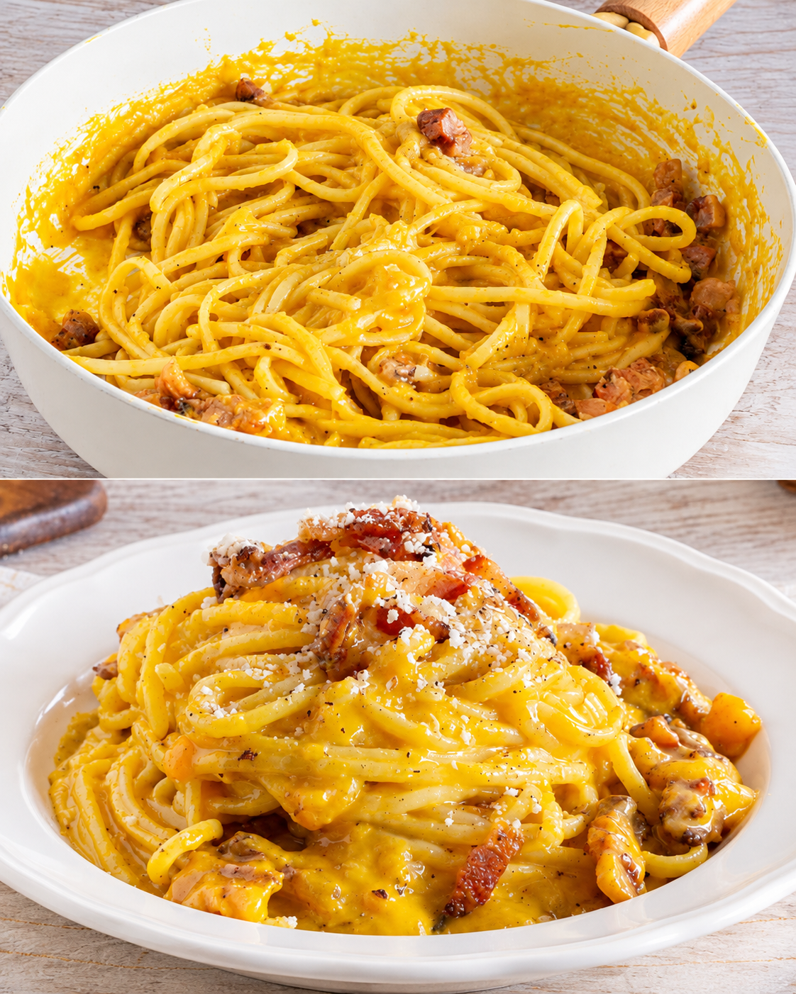 carbonara di zucca, ricetta carbonara di zucca, primo piatto autunnale, carbonara rivisitata, zucca Delica, guanciale, tuorli, pecorino romano, parmigiano reggiano, linguine, pasta cremosa, ricetta facile e veloce, pranzo della domenica, cena di festa, cucina italiana autentica, ricette della nonna, piatti con zucca, verdure di stagione, cucina autunnale, ricetta con guanciale, carbonara di zucchine, carbonara di mare, pasta con zucca, ricetta cremosa, piatto unico, cucina casalinga, ricette per buffet, primo piatto ricco, pasta fatta in casa, cucina naturale