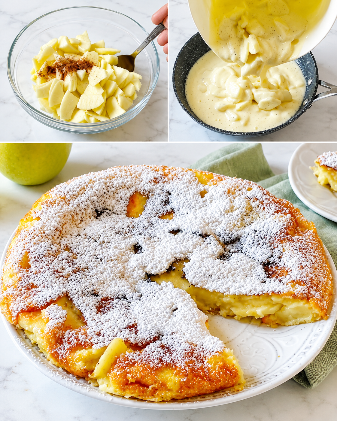 frittata di mele, frittata dolce, ricetta frittata di mele, dolce in padella, ricetta veloce, dolci autunnali, ricetta mele, frittata di mele facile, frittata di mele senza forno, frittata di mele e cannella, frittata di mele e uvetta, frittata di mele e noci, frittata di mele e cioccolato, frittata di mele e ricotta, frittata di mele e caramello, frittata di mele e frutti di bosco, frittata di mele senza glutine, frittata di mele vegana, frittata di mele al forno, kaiserschmarrn, dolce austriaco, dolci in padella, colazione fatta in casa, merenda fatta in casa, buffet di dolci, dolci fatti in casa, pasticceria fatta in casa, ricette della nonna, cucina italiana, mele Golden, uova biologiche, latte intero, farina 00, zucchero semolato, uvetta, limone, cannella in polvere, zucchero a velo, burro, come fare la frittata di mele, cottura frittata di mele, capovolgere frittata, padella antiaderente, confettura di mirtilli, crema inglese