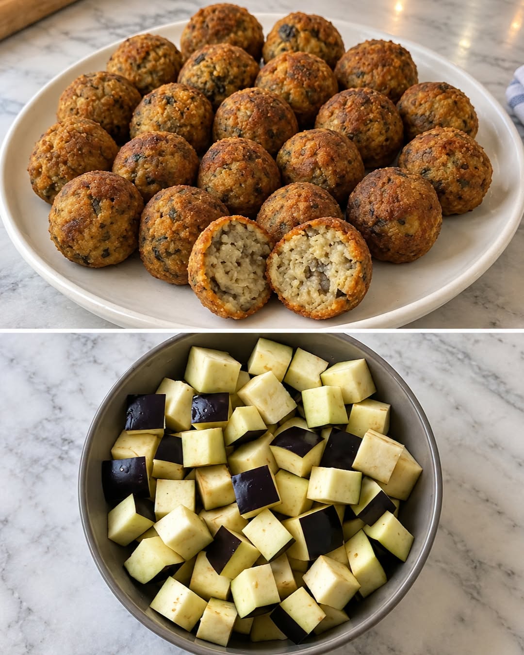 polpette di melanzane, ricetta polpette di melanzane, polpette vegetariane, polpette al forno, melanzane, pangrattato, uovo, parmigiano, pecorino, aglio, prezzemolo, basilico, noce moscata, ricetta facile e veloce, cena leggera, pranzo veloce, piatti proteici, cucina vegetariana, cucina vegana, ricetta senza carne, secondi leggeri, polpette in friggitrice ad aria, polpette fritte, ricette con melanzane, salsa di pomodoro, yogurt greco, maionese vegana, cucina italiana autentica, ricette della nonna, piatti vegetariani, antipasti vegetariani
