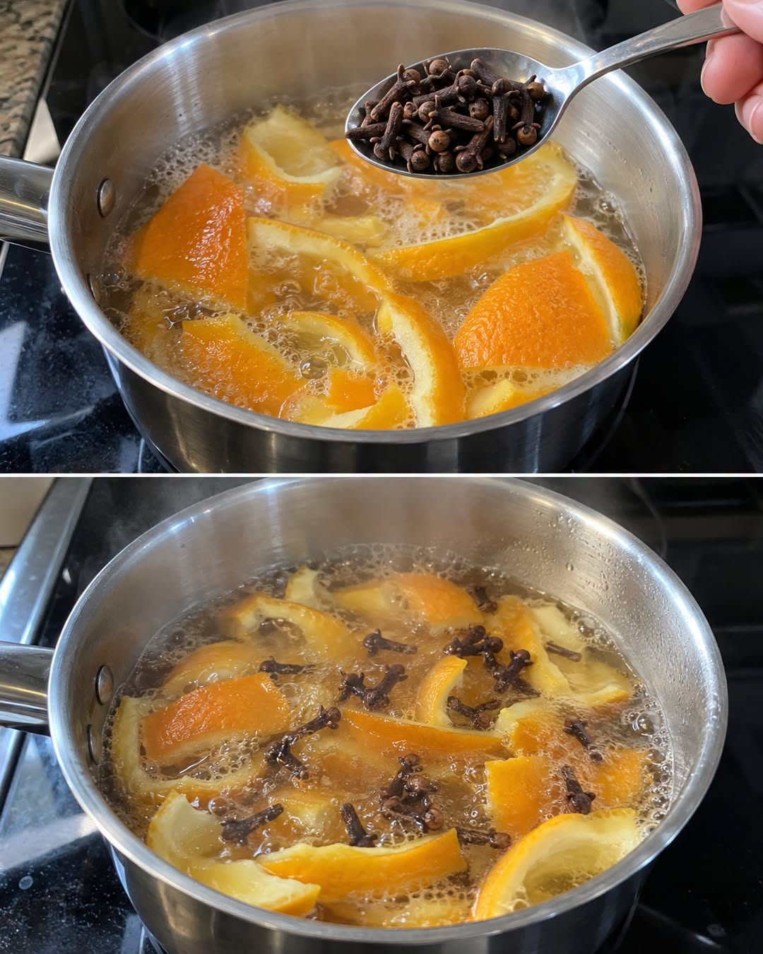 bucce d'arancia chiodi di garofano, decotto bucce d'arancia, chiodi di garofano benefici, arancia benefici, rimedi naturali per la casa, profumare la casa naturalmente, deodorante naturale, digestione rimedi naturali, raffreddore rimedi naturali, tosse rimedi naturali, mal di gola rimedi, inalazioni naturali, pulizie naturali, detergente fai da te, tonico per la pelle, risciacquo per capelli, repellente naturale per insetti, eugenolo, limonene, oli essenziali, antinfiammatorio naturale, antibatterico naturale, rimedi della nonna, cucina naturale, benessere e salute, stile di vita sano, aromaterapia, casa profumata, tradizione culinaria